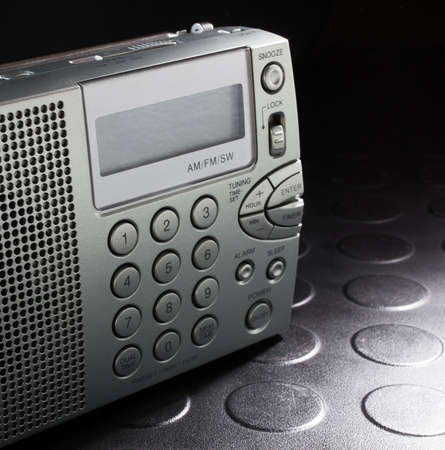 Portable radio that can tune into broadcast frequencies and shortwaveの写真素材