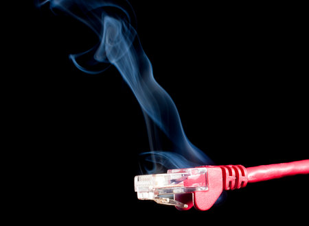 Network connection with smoke on a black background