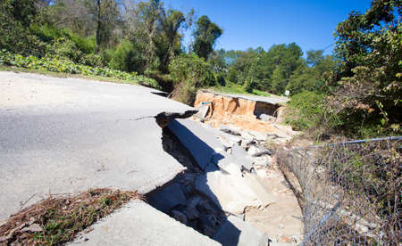 Raeford North Carolina road gone after Hurricane Matthewの写真素材