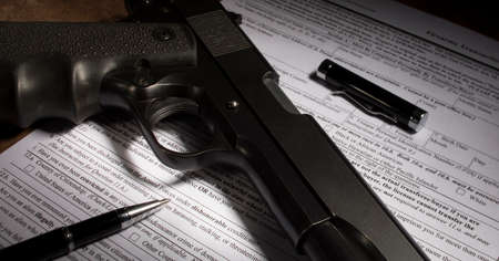 Form for a gun purchase with the dishonorable discharge exclusion obviousの写真素材