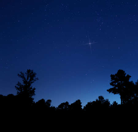 Single bright star for Christmas over Raeford in North Carolinaの写真素材