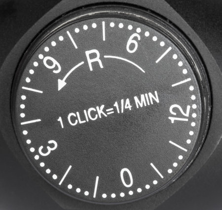 Windage adjustment on a rifle scope in quarter minute of angle per click