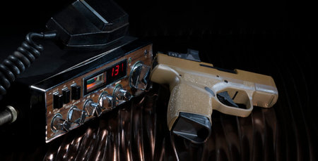 Sideband Two way radio on channel 13 with semi-automatic pistol