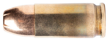 0 mm cartridge and hollow point bullet isolated