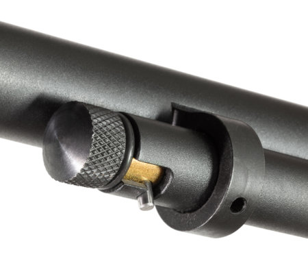 Knob for the turns to open the tube magazine on a lever action rifle when it's time to reload isolated on a white background.の写真素材