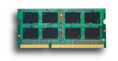 Member for upgrading the ram on a laptop computer with a dropshadow isolated on a white background.の写真素材
