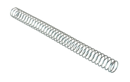 AR-15 buffer spring that is stainless steel and isolated on a white background.の写真素材