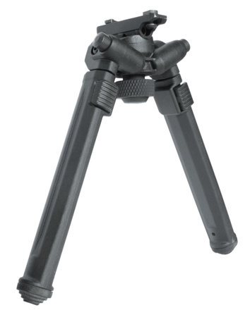 Rifle bipod with adjustable legs isolated and seen slightly from the side.の写真素材