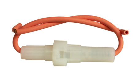 Fuse holder designed for long glass fuses that is ready to installed on a project isolated on a white  background.の写真素材