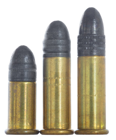 Here are the three different lengths of cartridges designed for use in 22 rimfire guns, from left is...