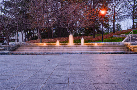 An Outside Silky Glowing Water Fountainの写真素材