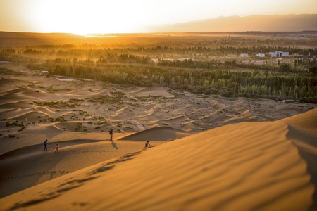 Xinjiang Shanshan summer sunsetのeditorial素材
