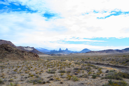 Mules Ears mountain in Big Bend National Park, Texasの写真素材