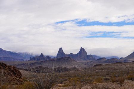 Mules Ears mountain in Big Bend National Park, Texasの写真素材