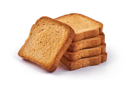 Roasted toast bread, isolated on white background.