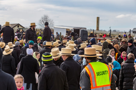 Bart, PA, USA - March 3, 2018: The annual Mud Sale at the Bart Fire Company attracts a large crowd in search of late winter bargains.のeditorial素材