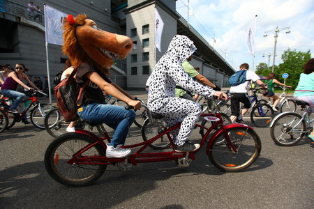 Having fun during annual bike paradeのeditorial素材