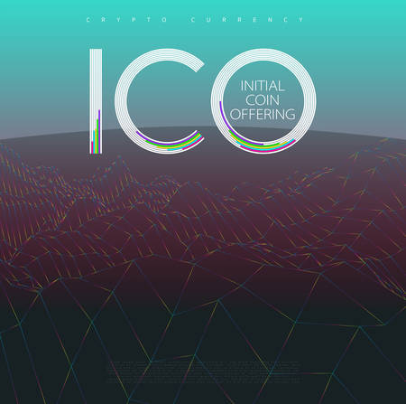 Blockchain Concept, Blockchain Technology. ICO (INITIAL COIN OFFERING) , Crypto Currency technology.のイラスト素材