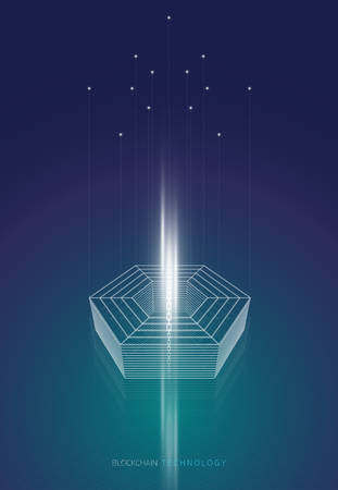 Blockchain Concept, Blockchain Technology. ICO (INITIAL COIN OFFERING) , Crypto Currency technology.のイラスト素材