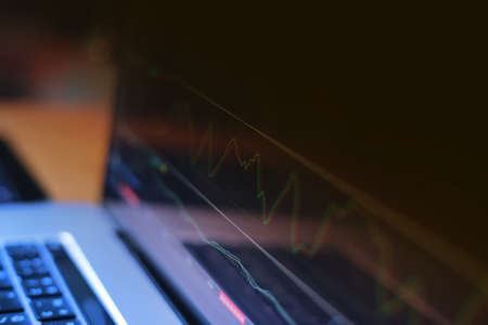 The Stock Exchange, Streaming Trade Screen, The stock screen shows a list of stocks with reduced value.の写真素材