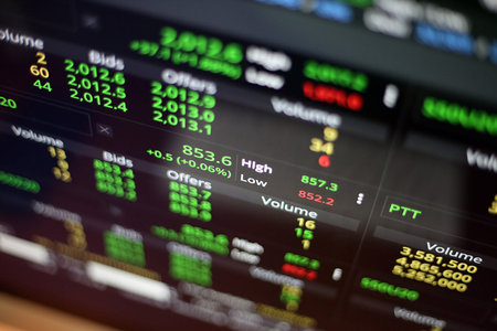 Thailand Stock Exchange, Streaming Trade Screen, The stock screen shows a list of stocks with...