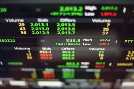 Thailand Stock Exchange, Streaming Trade Screen, The stock screen shows a list of stocks with...