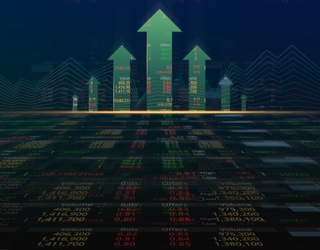 Stock Exchange, Streaming Trade Screen. growth stock market.の写真素材