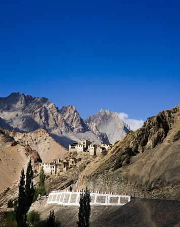 Lamayuru gorge in Himalayas, Ladakh, Indiaの写真素材