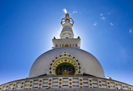 World Peace Pagoda, Leh, Ladakh, Indiaの写真素材