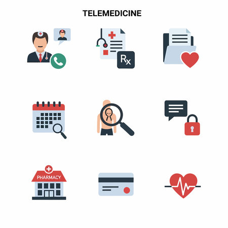 Set of flat icons on the topic of telemedicine.のイラスト素材