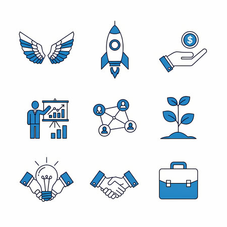 Business and finance icons set. Outline vector icons for web designのイラスト素材