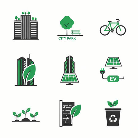 Ecology icons set. Green energy and eco friendly concept. Vector illustrationのイラスト素材
