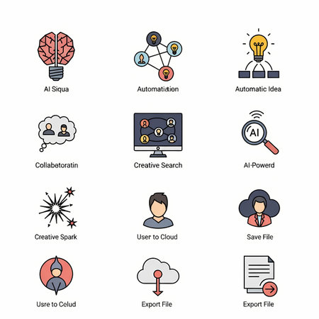 Set of icons on the topic of brainstorming. Vector illustration.のイラスト素材