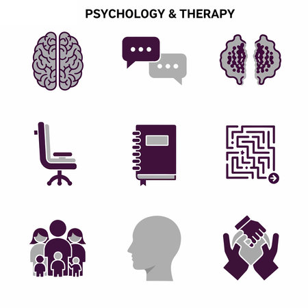 Psychology and psychotherapy icons set. Flat design. Vector illustrationのイラスト素材