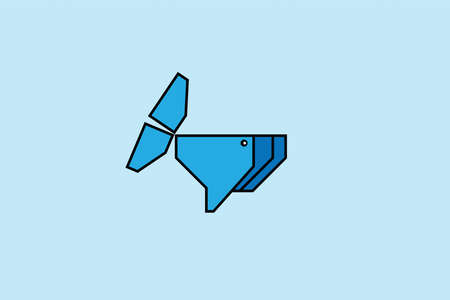 Blue Polygon Whale logo, animal logo, simple and elegant logo. match for your business in sea area, quarantine and other.のイラスト素材