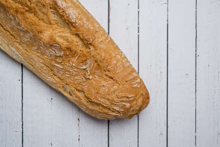 White wheat bread stick. Traditional bread from Spainの写真素材