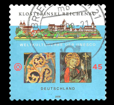 Postage Stamp : Germany 2008 , Weltkulturerbe der Unesco - Klosterinsel Reichenauのeditorial素材