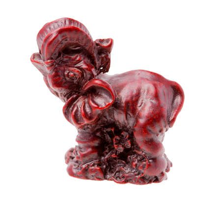 Red Elephant Figurine on white Backgroundの写真素材