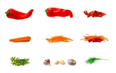 Set of Vegetables on white Backgroundの写真素材