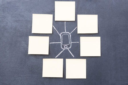 Multifunctional. Picture of group of reminder notes forming circle