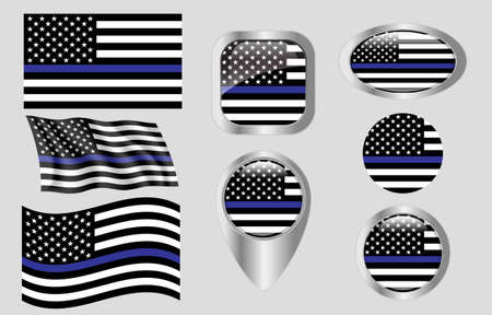 Thin Blue Line Law Enforcement Flagのイラスト素材