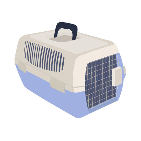 Plastic portable pet cage. Vector illustration in cartoon style.のイラスト素材