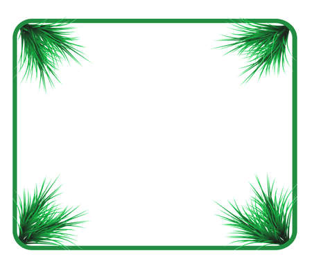 Frame with pine branches. Vector cartoon illustration.のイラスト素材
