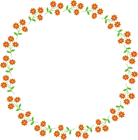 Flowers round frame. vector illustration in cartoon styleのイラスト素材