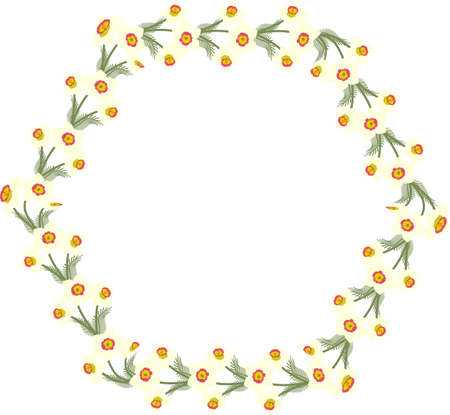 Flowers round frame. Vector illustration in cartoon style.のイラスト素材