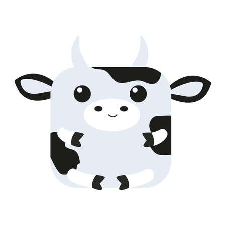 Cute animal square face Vector flat illustrationのイラスト素材