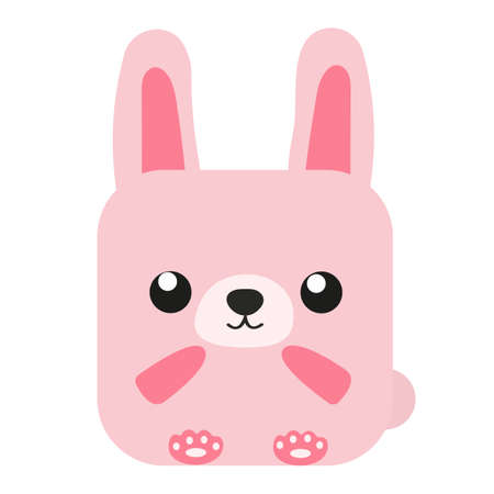 Cute animal square face Vector flat illustrationのイラスト素材