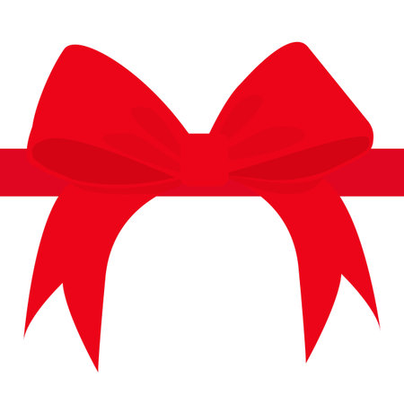Decorative red bow with horizontal red ribbon. Vector illustrationのイラスト素材