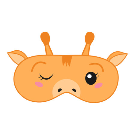 Sleep mask with baby giraffe face Vector illustrationのイラスト素材