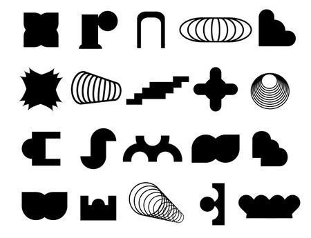 Set brutalism shapes for swiss minimal style. Vector illustrationのイラスト素材